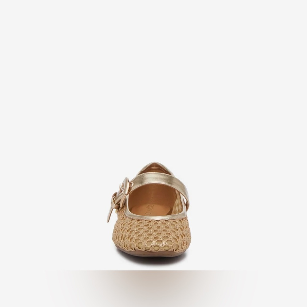 Crown Vintage | Nalahni Mary Jane | Balletcore | Flat | Woven Raffia | Gold - Picture 5 of 9